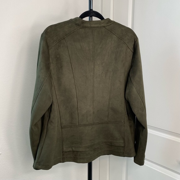 MARC NY Faux Suede Moto Jacket - Olive Green - Picture 8 of 12